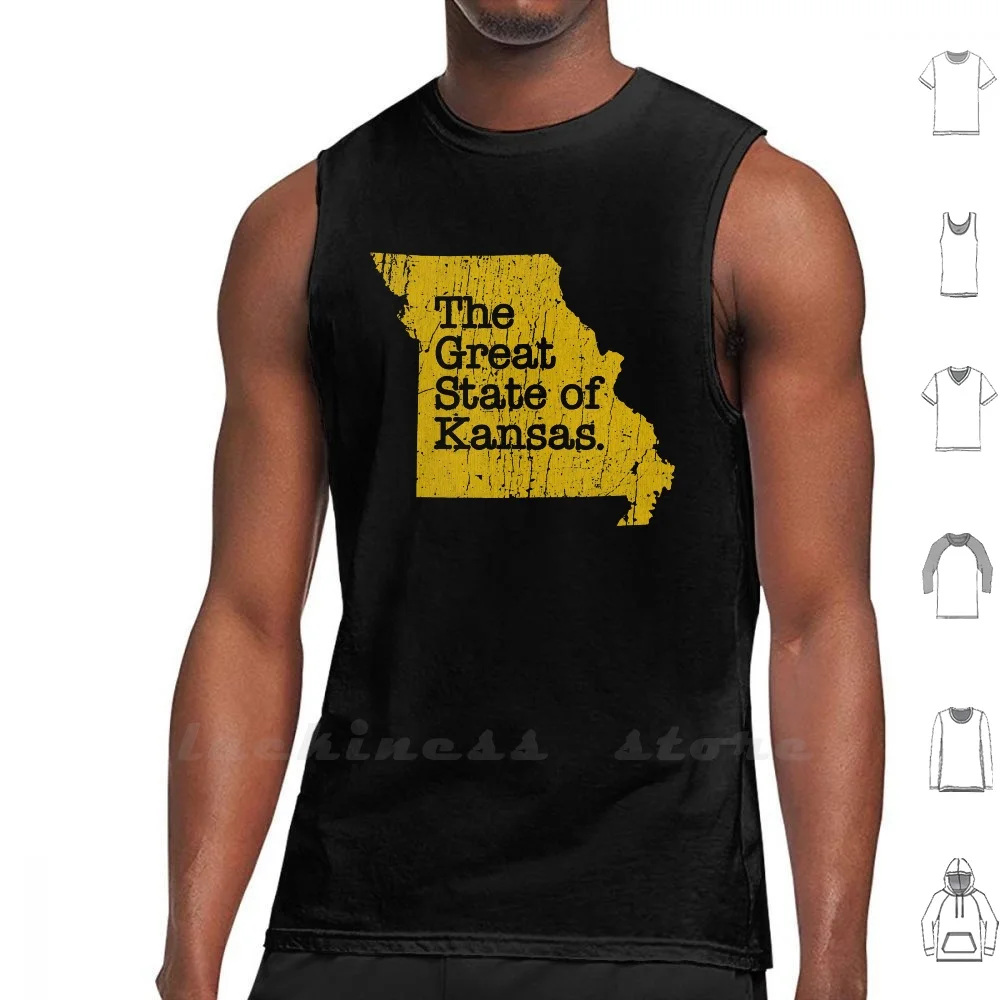 

Майка большого штата Канзас для мужчин и женщин, хлопковый топ без рукавов, для занятий спортом