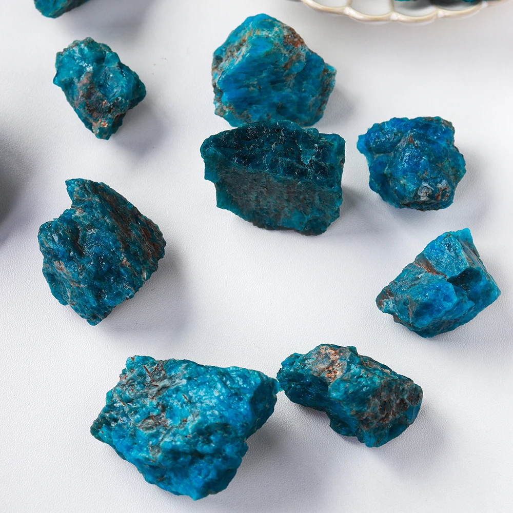 High-quality Blue Quartz Natural Apatite Rough Stones Healing Crystal Specimen Mineral for Garden Decoration images - 6