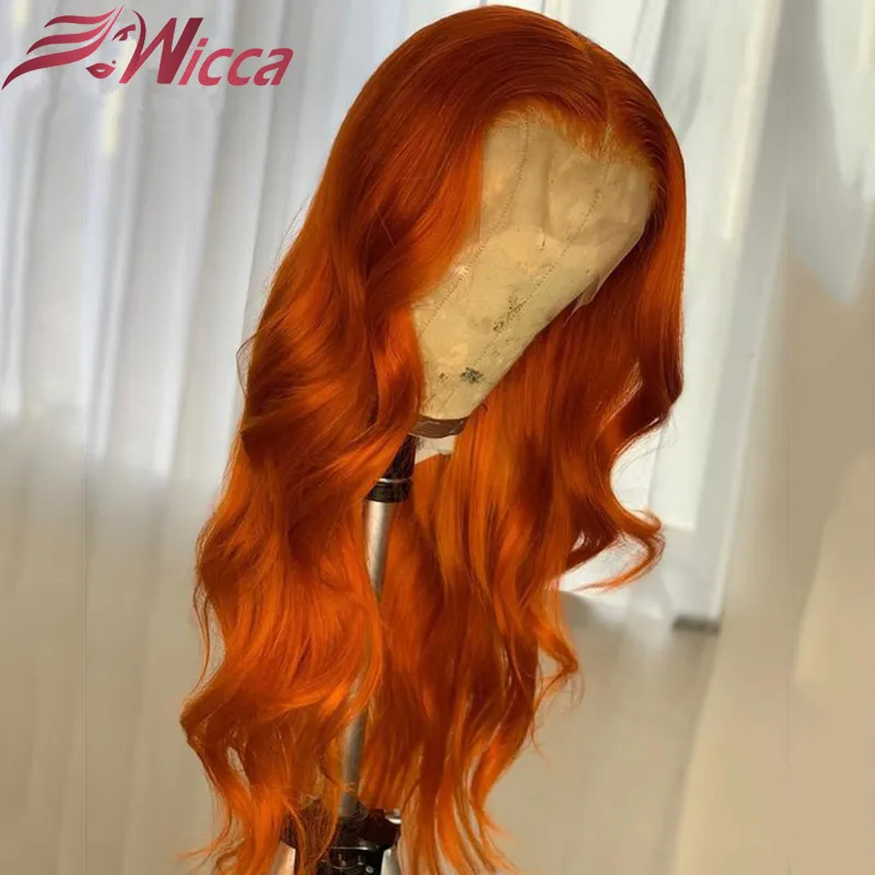 Парик из апельсинового имбиря цветные парики человеческих волос 13 х4 на сетке