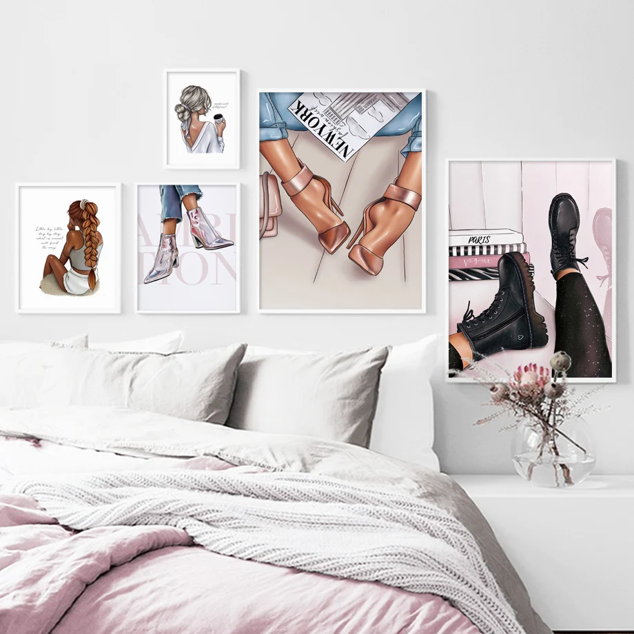 Модный постер для девочек на высоких каблуках Художественная Картина холсте Vogue