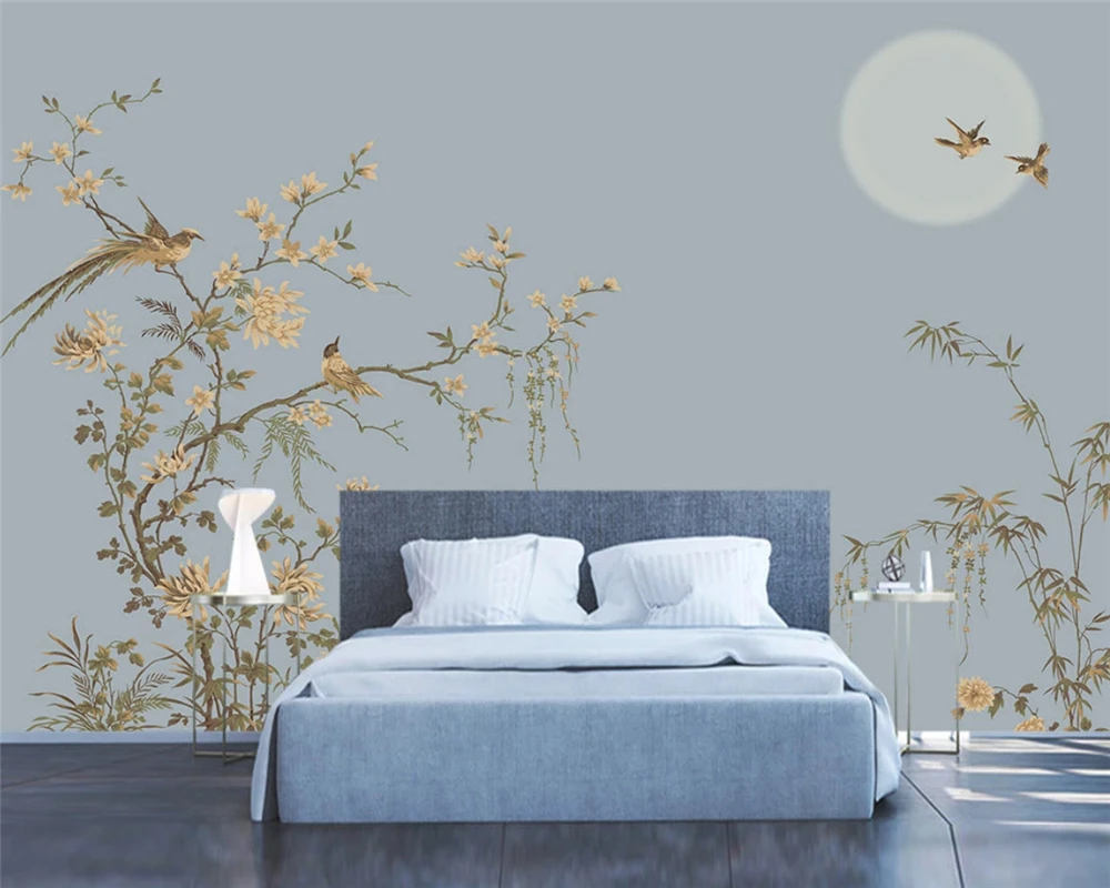 

Обои beibehang, модные, под заказ, для домашнего декора, современные, китайские, ручная роспись, мягкая сумка, фон, папье peint