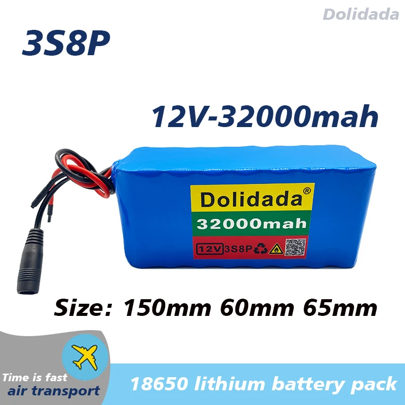 

32000mAh 12V Battery pack Large capacity 3s8p 12V 18650 lithium battery protection board 12v 32000mAh capacity
