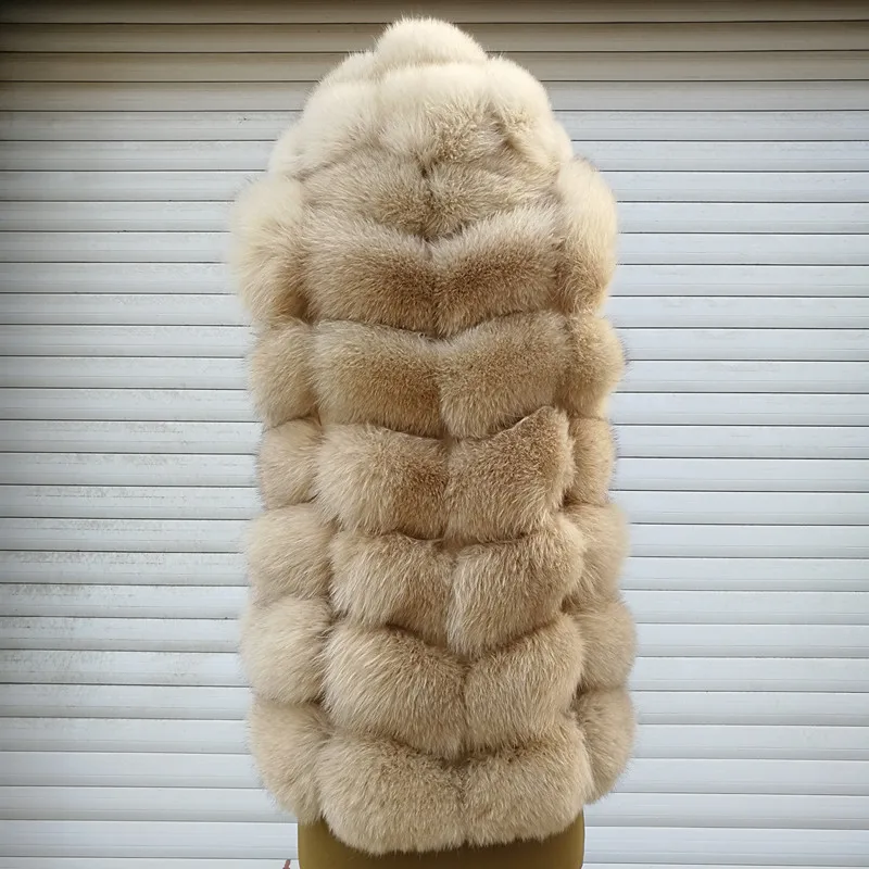 Новинка 2019 Модный женский жилет из натурального Лисьего меха куртка с капюшоном