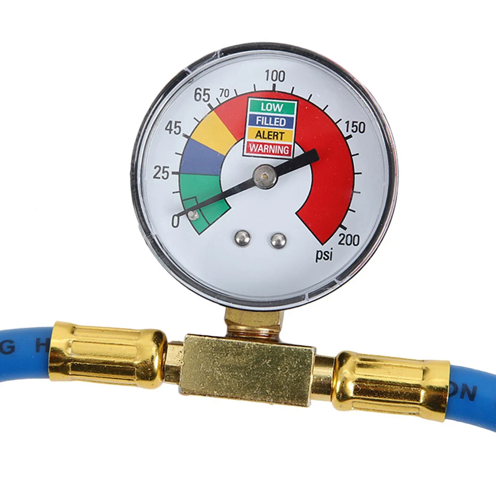 

Refrigerant Charging Hose With Pressure Gauge R134a Air Conditioner Fluoride Tube Release Refrigerant Connector Pressure Gauge
