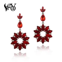 veyo luxury crystal drop earrings fashion red hollow out bridal dangle earrings for women new jewelry