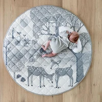 cotton round shape kids rug baby activity center carpet bed floor rug deer protective floor gym play mat