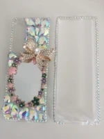 super luxury diy flower mirror bling crystal diamond case cover for samsung galaxy z fold 2 3 w21 5g fashion handmade fundas