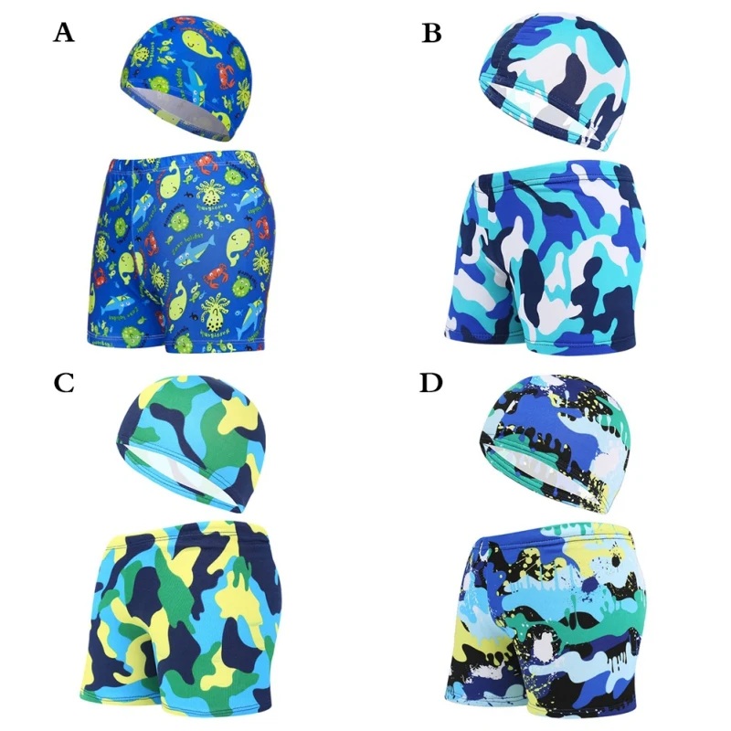 Новинка 2020 комплект для мальчиков с чехлом детские плавки и шапочки купания