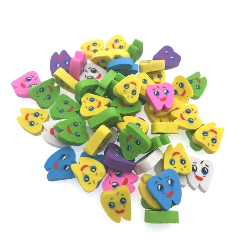 50pcs Molar Shaped Tooth Rubber Erasers Dentist Dental Clinic School Great Gift#723