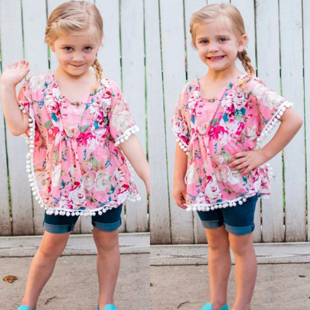 Детское пляжное платье парео с цветочным принтом и кисточками Пляжная накидка