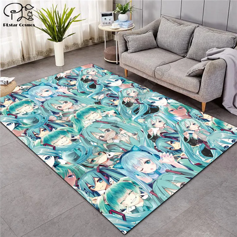 Привлекательный коврик с аниме нескользящий напольный 3D для столовой гостиной