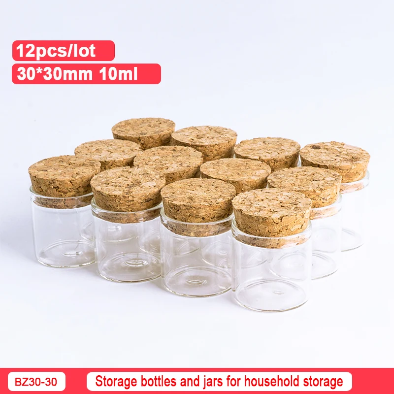 10ml 30*30mm Glass Bottle Cork Transparent Bottle Mini Empty Glass Bottle Container Food Bottle Environmental Protection