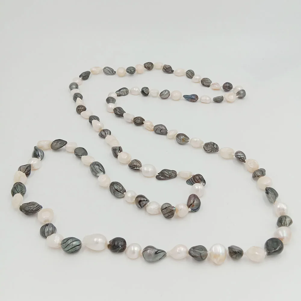 Бесплатная доставка 100% натуральный пресноводный жемчуг длинное ожерелье-120 см в