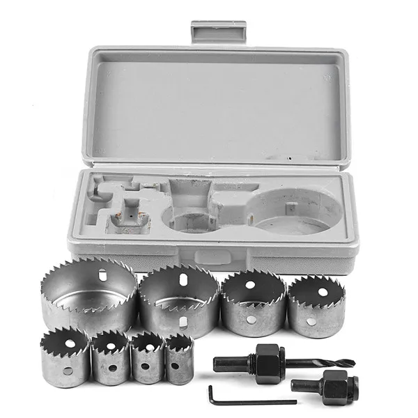 

11Pcs 19-64mm Hole Saw Set Mandrels Hex Wrench Drill Bit Carbon Steel Saw Wood Metal Cutting Tool 11 in 1