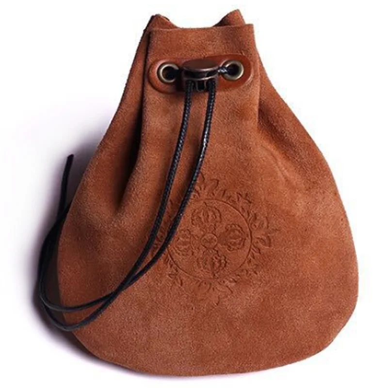 Открытый кожаный недорогой кошелек для мелочи монета мешок шнурок Calabash