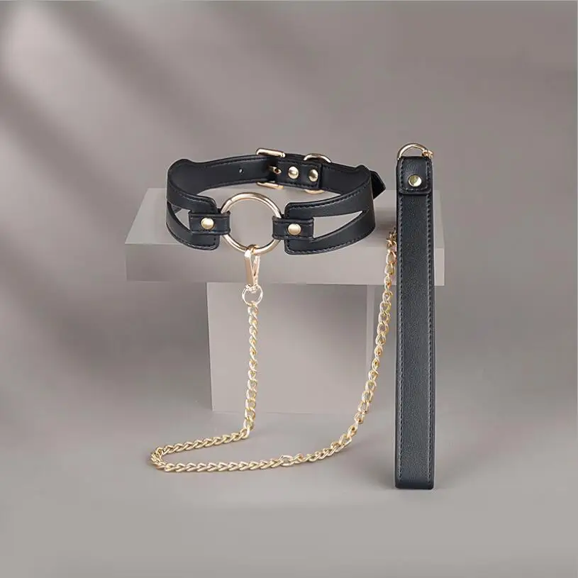 Bdsm Collar Leather And Iron Chain Link bdsm Slave Collars Women Bondage Collar Sex Toys For Couples Adults Sex Restraints S0871