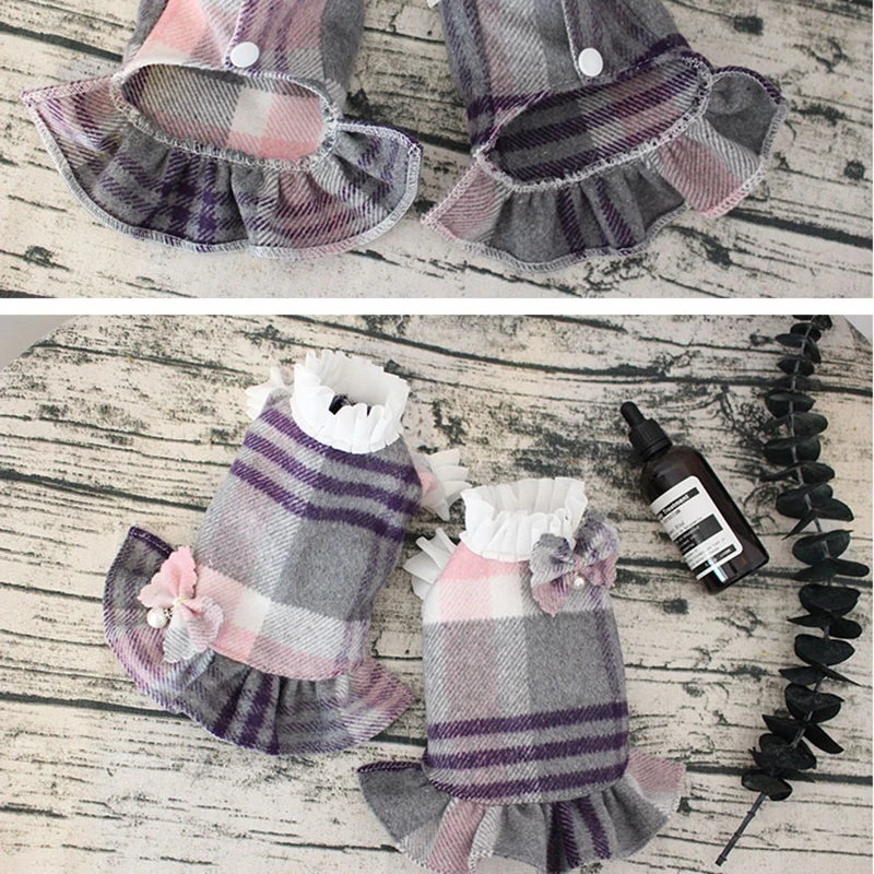 Платье для домашних животных собак теплая шерстяная ткань одежда щенков