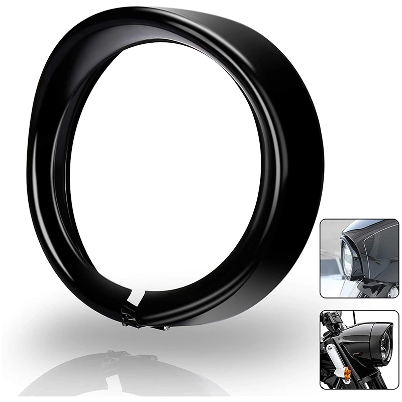 

Headlight Trim Ring 7Inch Black Visor Type Motorcycle Trim Ring for Softail Street Glide Road King Electra Glide