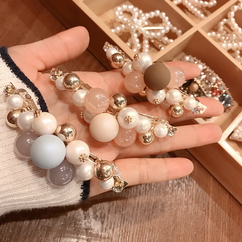 

2020 New Korean Sweet Imitation Pearl Spring Clip Hairpin Rhinestone Barrettes for Women Fashion Hair Accessories