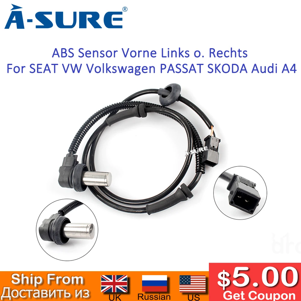 A Sure Vorne Links Rechts ABS сенсор для сиденья VW Volkswagen PASSAT SKODA Audi A4 (8D2 85) Avant (8D5 B5) BJ 94 2001|Датчик