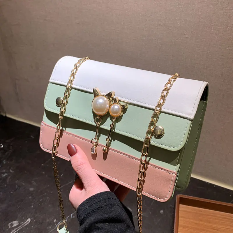

New Fashion Square Small Bag Simple Chain Strap Handbag For Women Pu Leather Shoulder Bag Female Crossbody Bag Luxury Purse