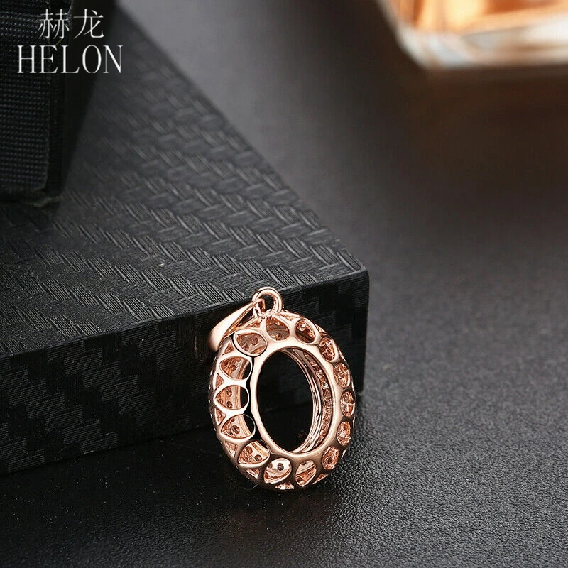 HELON Подвеска для помолвки и свадьбы с полукольцом из натурального бриллианта 0,3 карата, выполненная из твёрдого золота 14K цвета розовое золото AU585 размером 7x9 мм, модное женское ювелирное изделие.