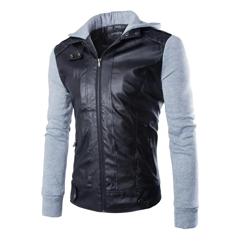 Мужская кожаная куртка с длинным рукавом мужская повседневная из искусственной