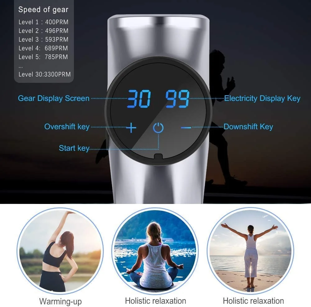 

Massage Gun LCD Display Deep Muscle Massager Muscle Pain Body Neck Massage Tissue Percussion Fascia Gun
