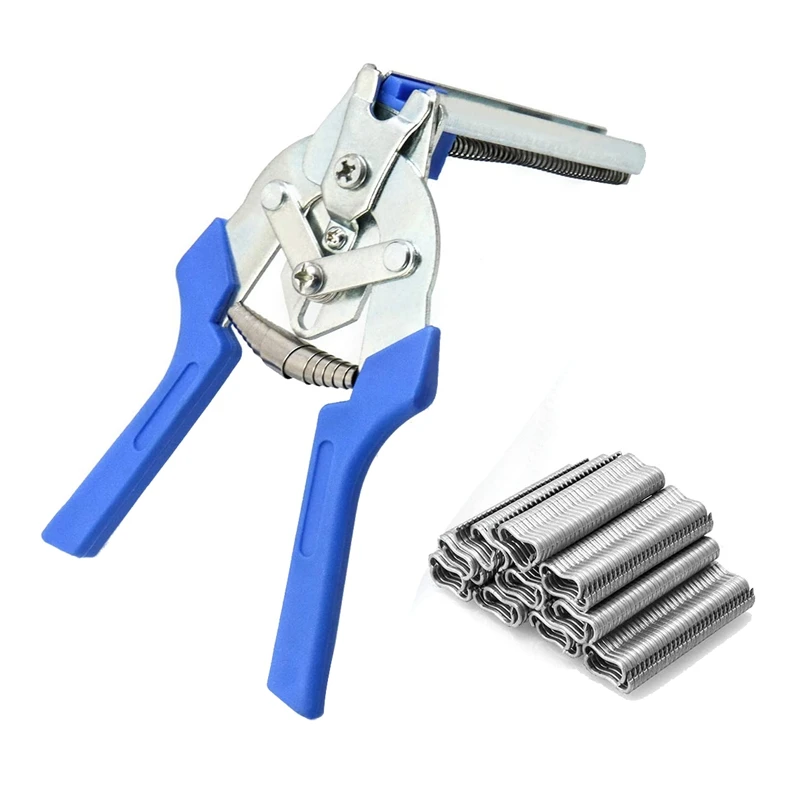 

1 Pcs Hog Ring Pliers with 600 Pcs M Type Nails,Installation Repair Hand Tools for Animal Cages,Fencing,Railing,Car