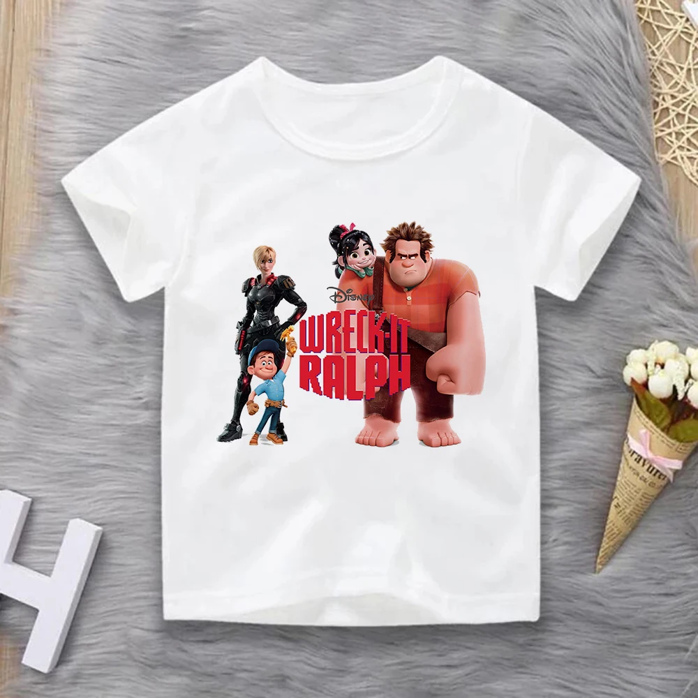 

Детская одежда Disney, красивая мультяшная Милая рубашка для маленьких мальчиков и девочек, универсальная Белая Летняя Детская футболка с при...