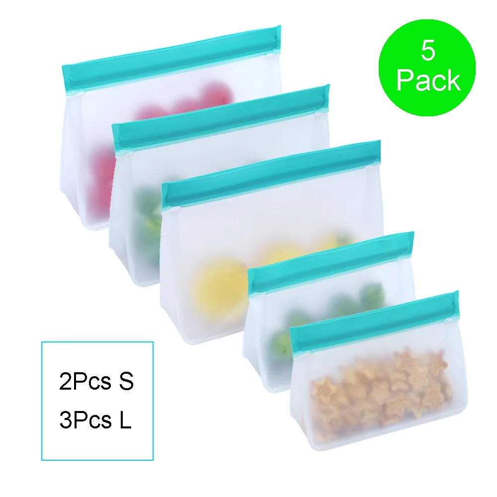 2S 3L Многоразовые Slicone сумки для хранения еды легко уплотнение Ziplock Ланч морозильник сумка для детей свежие контейнеры для еды домашний кухонный Организатор - Цвет: 2S 3L