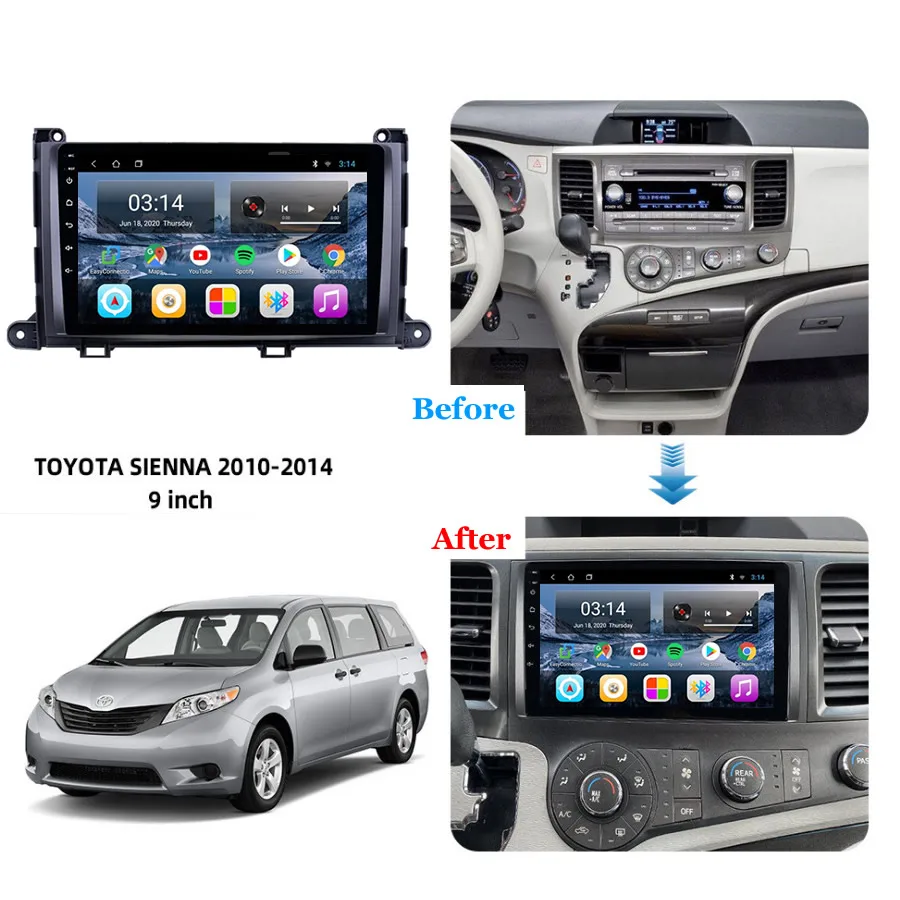 9 "для Toyota SIENNA 2011-2014 ручной Android 10 Carplay Авто 4G Sim WiFi DSP RDS автомобильный