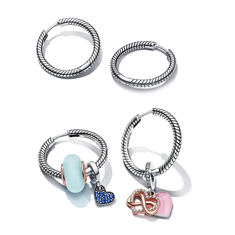 

2021 Ear Studs Con Hebilla De Flor DIY Charm Original Jewelry New Pandora Earrings De Serpentina De Plata de Ley 925 Para Mujer