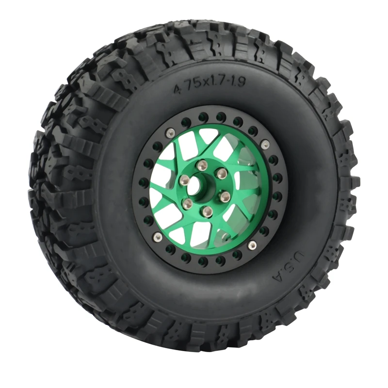 

4Pcs Metal 2.2 Beadlock Wheel Rim Tires Set for 1/10 RC Crawler Car Axial SCX10 Wraith 90048 RR10 Traxxas TRX4