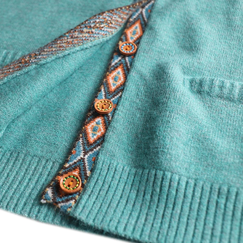 

Embroidery Placket V Neck Cardigan Sweater Outwear Knit Women for Autumn Winter Big Loose Oversized Fashion Casual A12100849