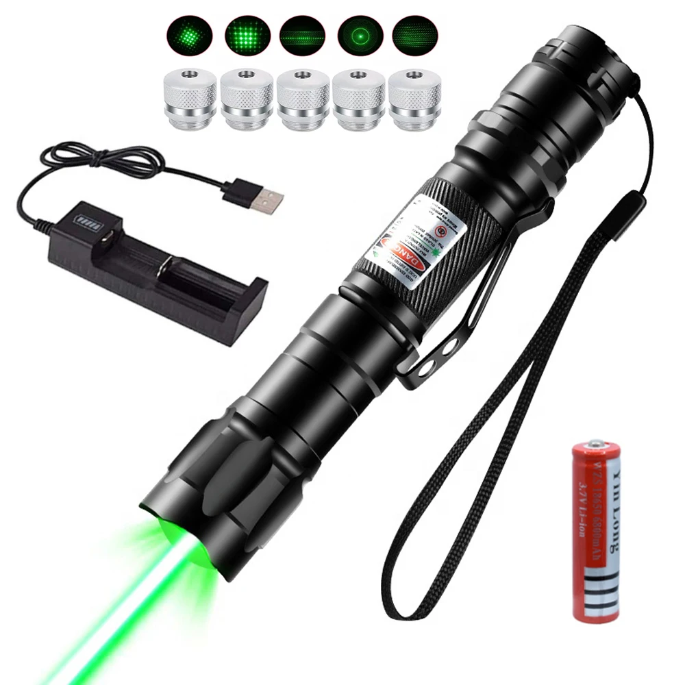 

USB charger Green Laser Pen Lazer torch 5000m 532 nm Powerful Lasers 009 Pointer with 18650 Battery and USB Charger