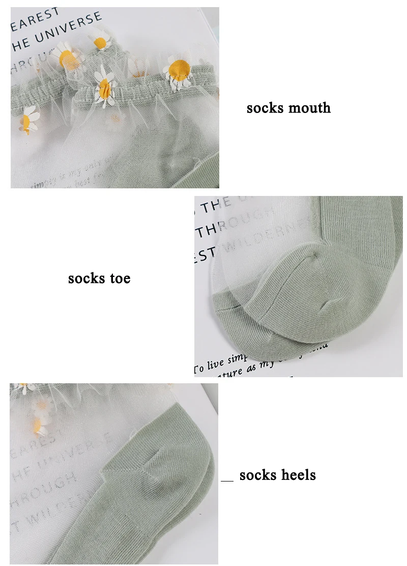 

5 Pairs/Lot Women Harajuku Thin Sock Femme Summer Transparent Sweety Daisy Flowers Cotton Meias Girl Student Cool Kwaii Bas
