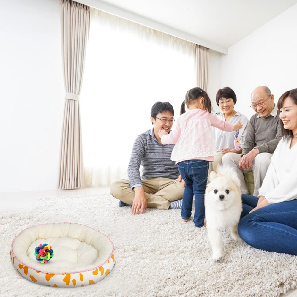 Pet Nest Easy To Clean All Year Round Use Warming Short Plush 4 Size Floppy Cushion Cats Dogs House With Detachable Cool Mat | Дом и сад