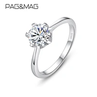 pagmag 1ct moissanite engagement rings for women 100 real silver 925 jewelry created moissanite gemstone ring fine jewelry