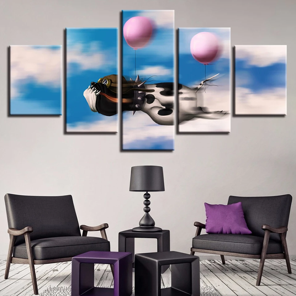 Картина на холсте с HD-печатью 5 панелей настенное искусство плакат собакой и
