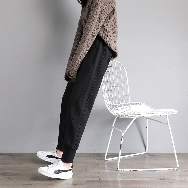 

2021new Autumn Winter Sports Pant Women Casual Large Size High Waist Harem Trousers Plush Thickened Solid Colour Versatile Trend