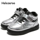 Кроссовки детские, Осенние, серебристые, с высоким берцем