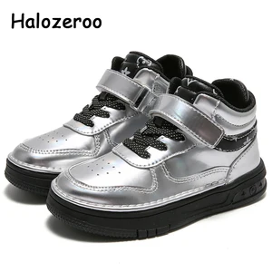 Кроссовки детские, Осенние, серебристые, с высоким берцем