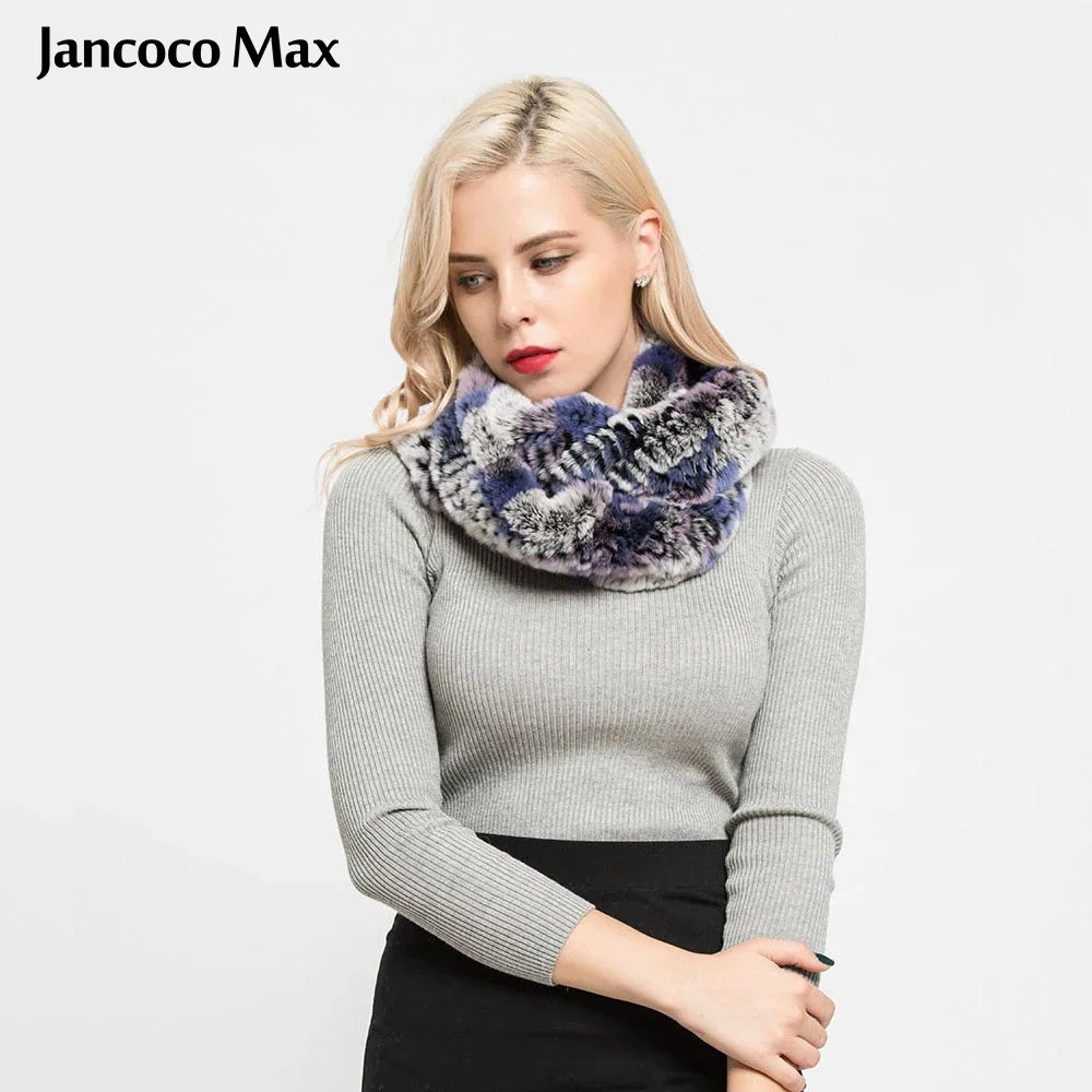 Jancoco Max Новый Стиль Женская Настоящий мех кролика шарф высокого качества мягкая