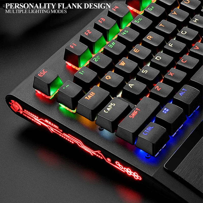 Механическая игровая клавиатура с 104 клавишами черный и синий переключатель RGB