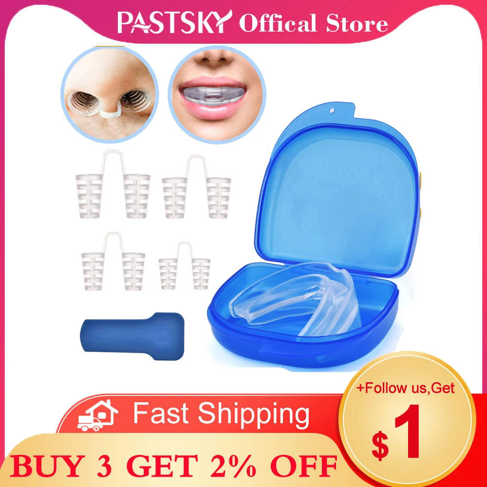 Профессиональное устройство против храпа подносы для рта и зубов + 4 клипсы носа