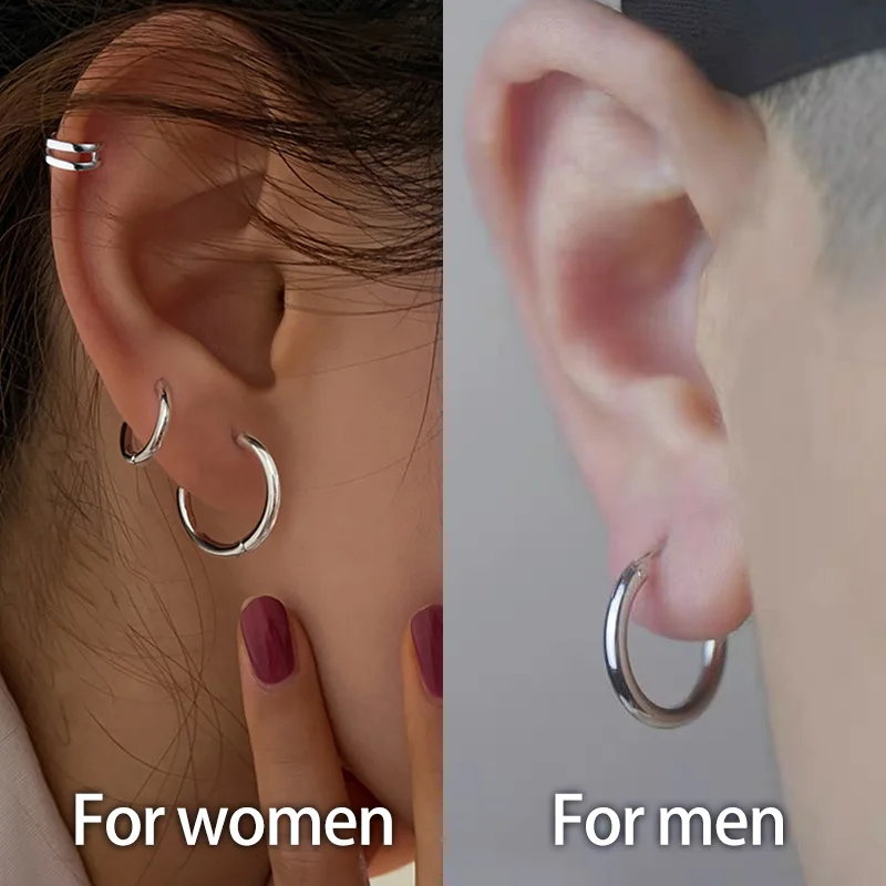 Серьги-кольца унисекс золотистые серебристые яркие черные розовые круглые