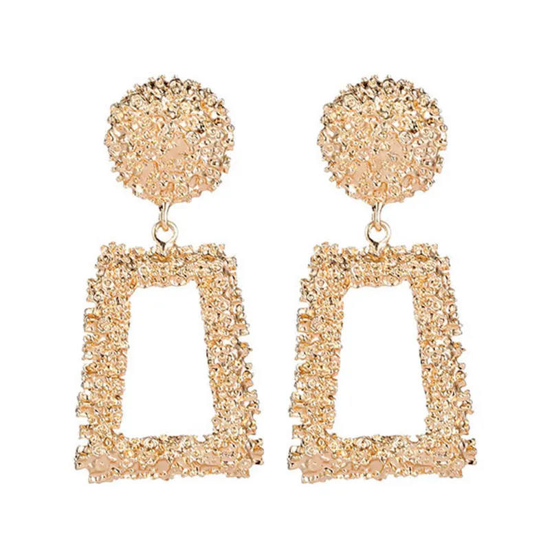 Женские винтажные серьги золотистого цвета с геометрическим узором