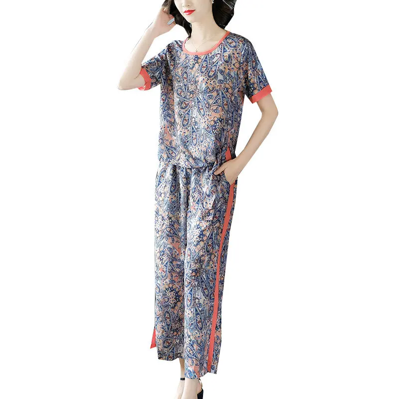 Летний комплект из 2 предметов женские модные цветочные подходящие комплекты для