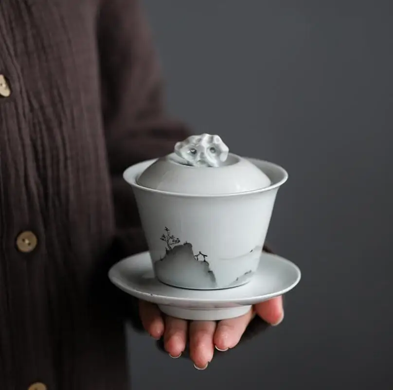 Керамическая чашка для чая с крышкой блюдца 130 мл.|Пиалы чая| |